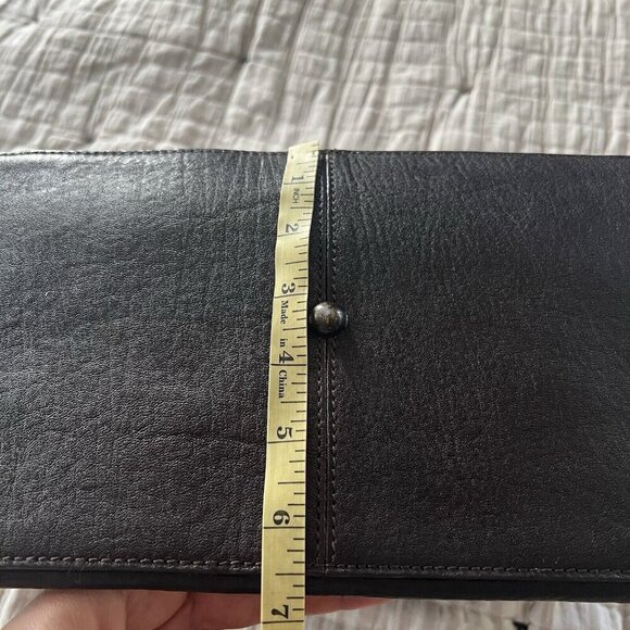 BR Banana Republic Leather Wool Drawstring Satchel Tote Gray Brown Academia 90s - Picture 13 of 14